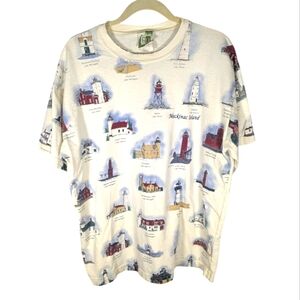 Vintage Art Unlimited nautical lighthouses and states Tshirt size men's XL